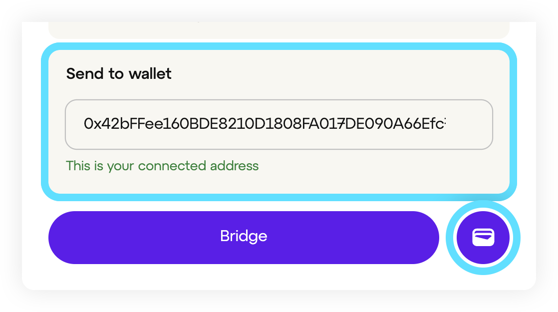 Linea native bridge add recipient address field
